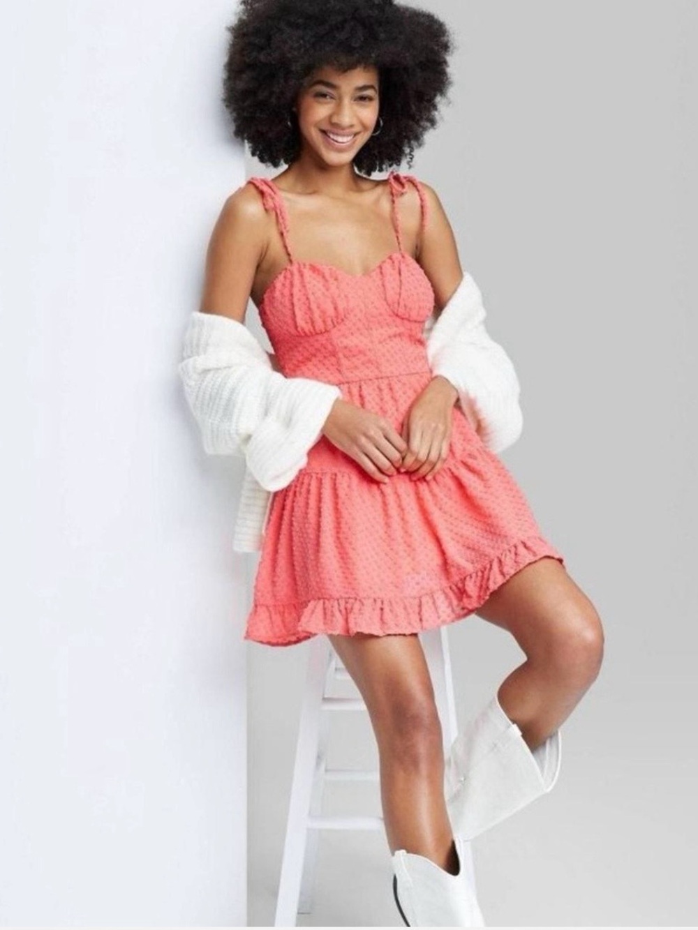 wild fable Coral Smocked Mini Dress